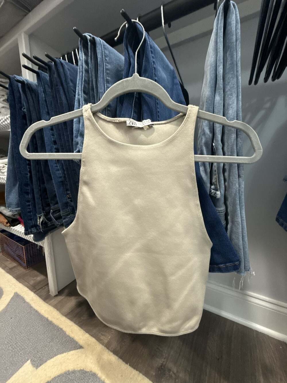Zara Crop Top Size S Beige Racerback Tank